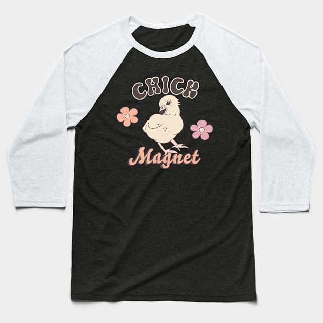 Easter Chick Magnet Baseball T-Shirt by Annelie